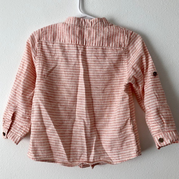 ZARA Mandarin Collar Striped Shirt - Picture 4 of 5
